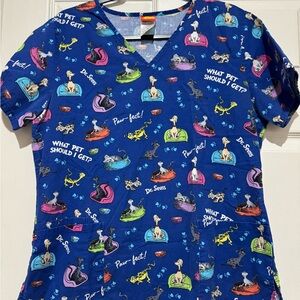 Dr. Seuss Blue Scrubs shirt size M